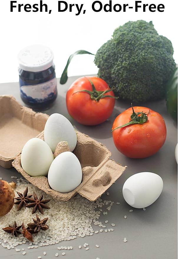 4 Pcs Egg-Shaped Diatomaceous Earth Fridge Odor Remover, Reusable Diatomite Fridge Deodorizer for Food Storage, Safe Refrigerator Odor Absorber Eliminator, Creative & Compact Moisture Absorption