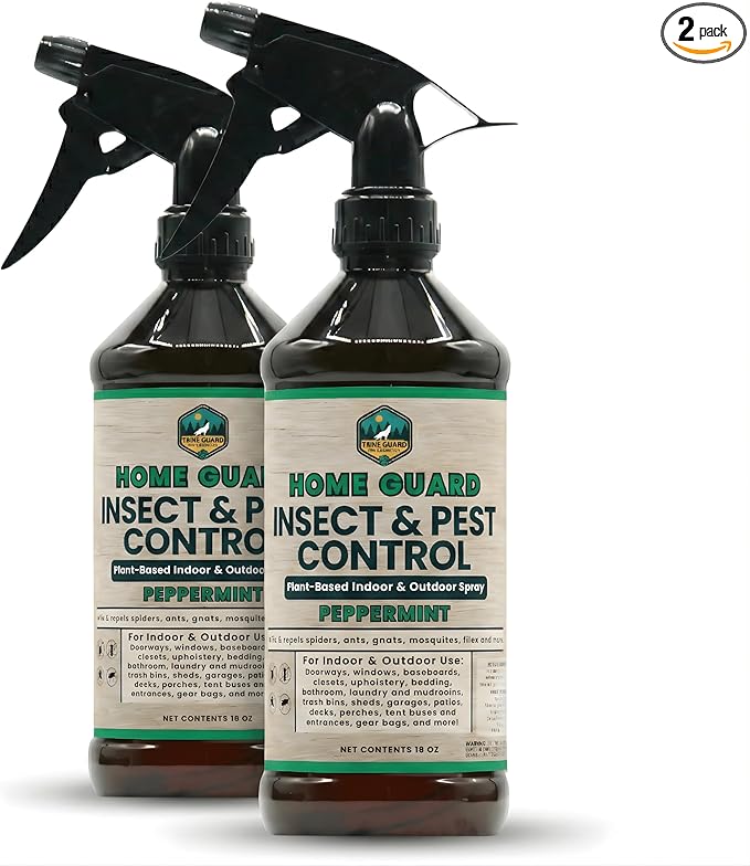 Home Guard Peppermint Insect & Pest Control Spray – Peppermint & Cedarwood Oil Deodorizer with Extended Protection – USA-Made, Safe for Kids & Pets (16 Fl Oz (Pack of 2))