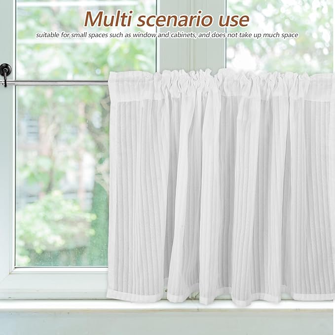 Short Cabinet Curtains for Small Windows 150x60cm Sheer Coffee Color Light Filtering Drapes Kitchen Cupboard Privacy Panels