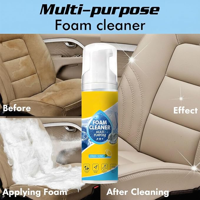 Powerful & Multipurpose Car Interior Foam Cleaner, All-Purpose Rinse-Free Foam Cleaner Spray, Multifunctional Car Interior Cleaner, Foam Cleaner All Purpose for Car, Kitchen, Bathroom (2Sets)