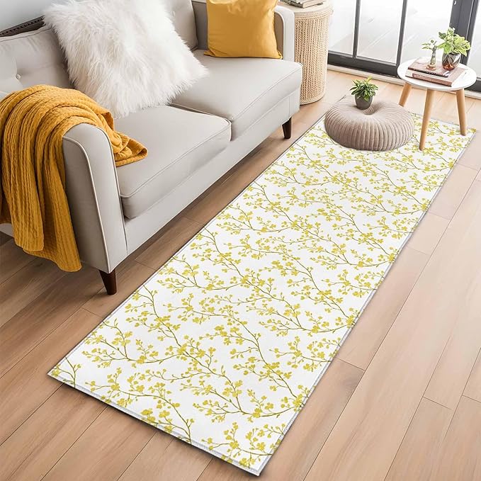 Flowers Runner Rug 2'x6', Branches Hallway Runner Rugs Washable Non-Slip Bedside Floor Mats Carpet for Kitchen Bedroom Laundry Room Bathroom