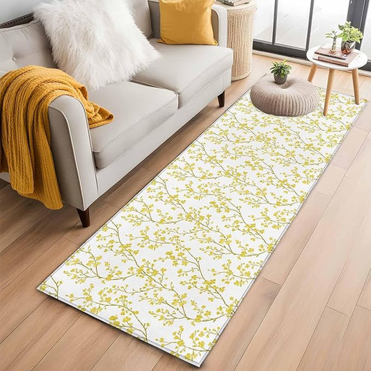 Flowers Runner Rug 2'x6', Branches Hallway Runner Rugs Washable Non-Slip Bedside Floor Mats Carpet for Kitchen Bedroom Laundry Room Bathroom