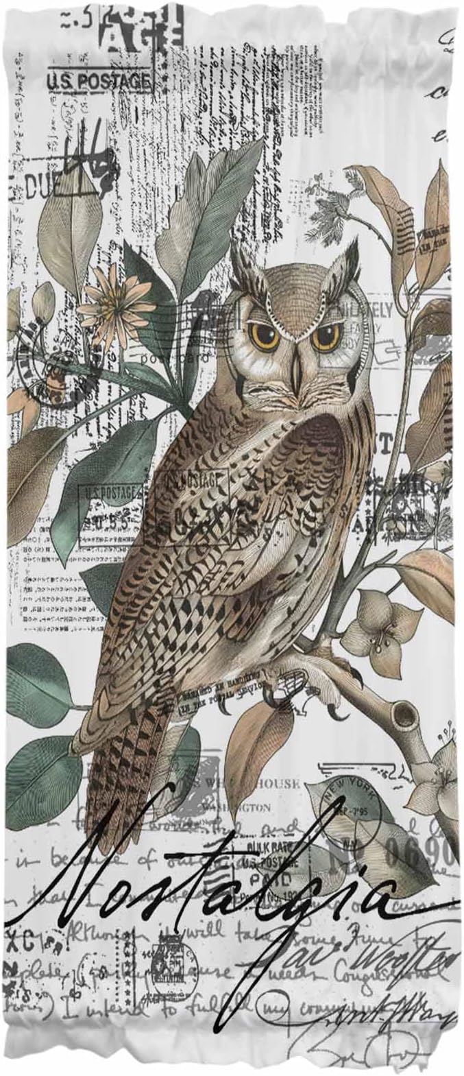 French Door Curtain Panel for Front Door, Black White Bird Owl Envelope Postmark Slidelight Door Curtains with Tieback Light Filtering Privacy Panels for Doorway Entryway 25"x 40"