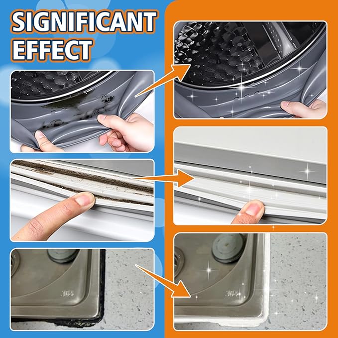 Home Mold Stain Remover Gel for Washer Seal, Thick No Scrub Mold Cleaner for Front Load Washing Machine, Bathroom Tile Grout & Silicone, Deep Cleaning & Odor Removal-Household Stain Cleaner