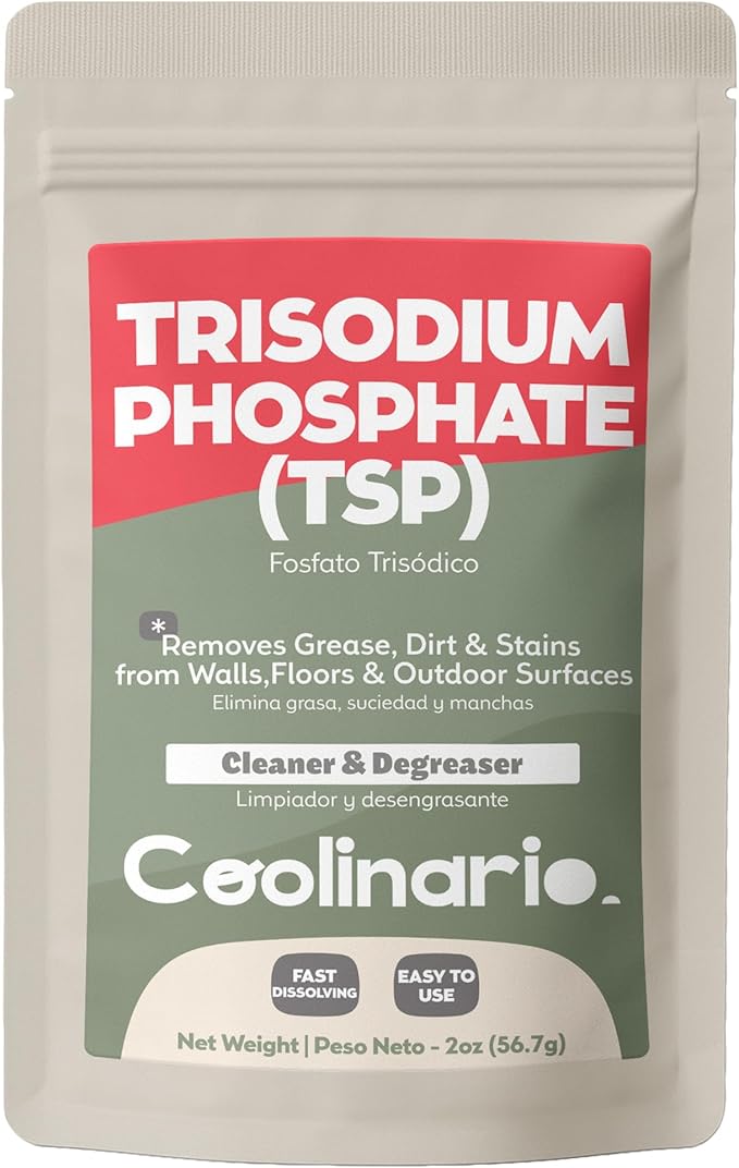 Coolinario Trisodium Phosphate - TSP Cleaner (2 Oz) Heavy-Duty Cleaner & Degreaser for Walls, Floors & Outdoor Surfaces | Removes Grease, Dirt & Stains | Ideal for Home & Industrial Use