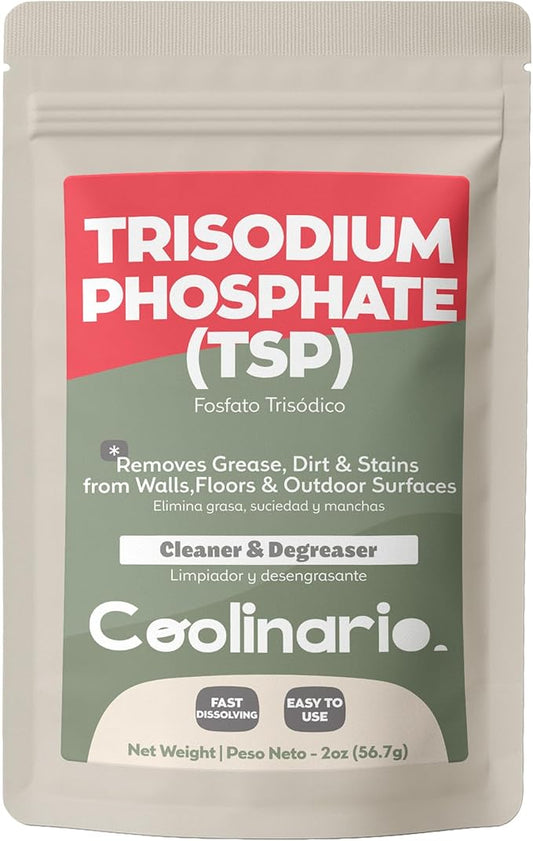 Coolinario Trisodium Phosphate - TSP Cleaner (2 Oz) Heavy-Duty Cleaner & Degreaser for Walls, Floors & Outdoor Surfaces | Removes Grease, Dirt & Stains | Ideal for Home & Industrial Use
