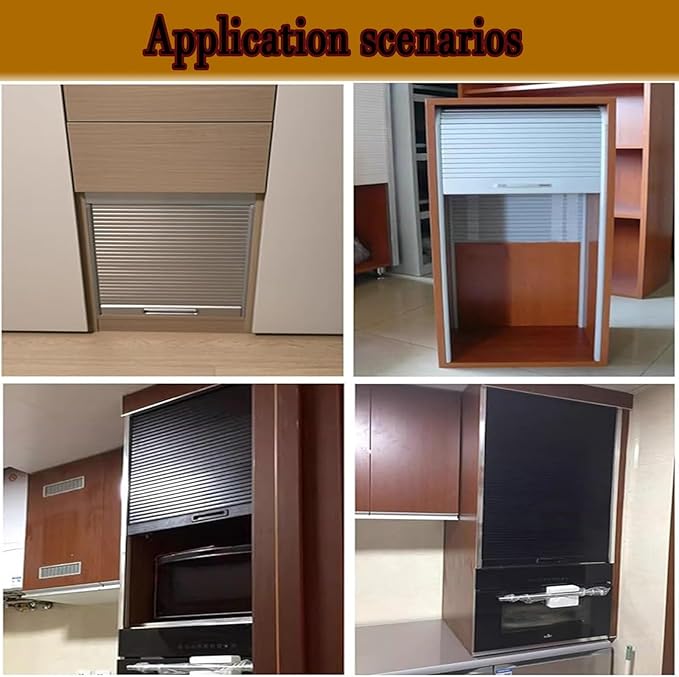 White ABS Kitchen Cabinet Tambour Door,Wxh_20x20 (50.8x50.8cm) Flexible Roll Up Partition Gate Window, Privacy Roller Door， Retractable Closet Doors with Track for Cupboard Vanity Cabinet