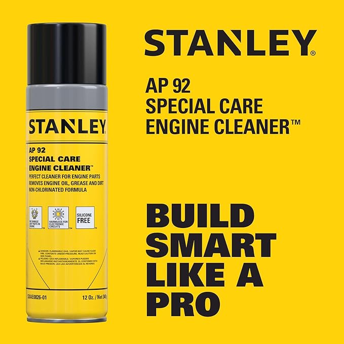 STANLEY AP 92 Engine Cleaner Spray - 12x12 Fl. oz., Automotive Degreaser Spray,Use for Tight Spaces, Non-corrosive - 12 Pack