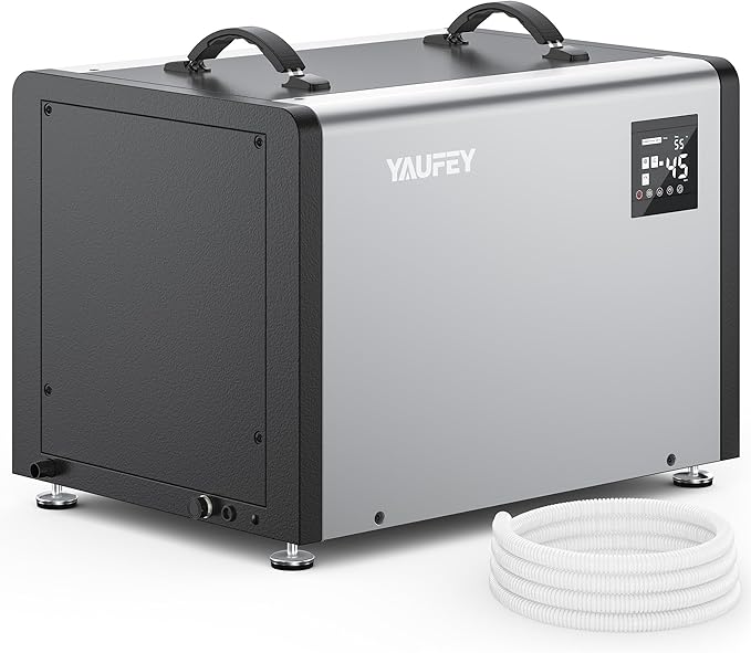 Yaufey 125 Pints Commercial Dehumidifier for Crawl Space, Basement, Industrial, Up to 6,500 Sq. Ft., 10-98% RH Humidity Control, TUV Certified, Auto Defrost, 5-Year Coverage