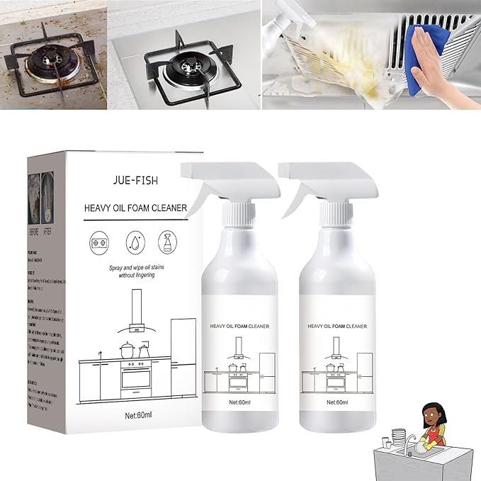 RICOO Splash Foam Spray,Splash Foam Spray Oven Cleaner,Splash Spray Tablets & Spray Bottle,Foam Spray All Purpose Cleaner For Stubborn Grease & Grime Remover (2pcs)