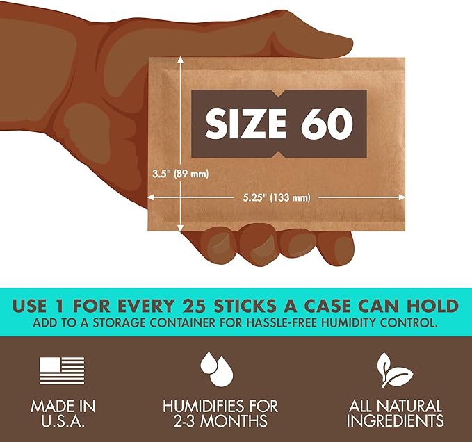 Boveda 75% Two-Way Humidity Control Pack For Storing Up to 25 items – Size 60 – Single – Fix Major Moisture Loss in Non-Plastic Humidifier Boxes – Moisture Absorber – Humidifier– Individually Wrapped