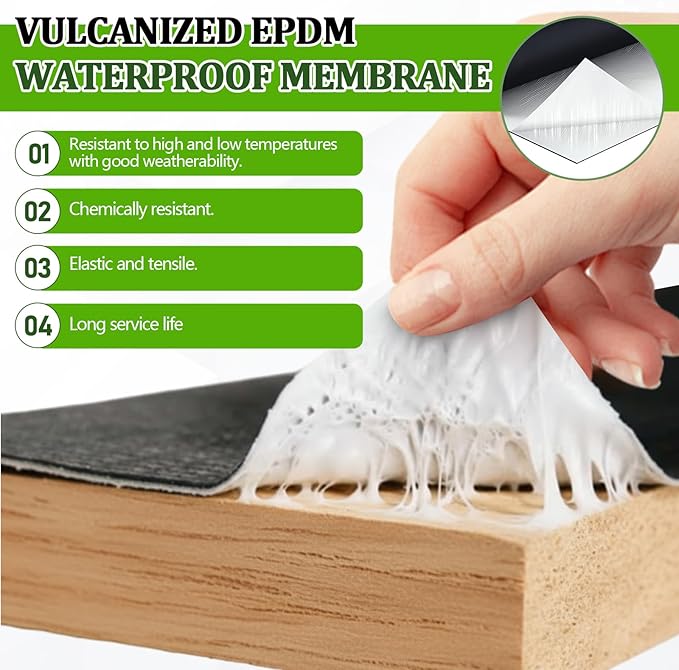 Pushglossy 1 Roll EPDM Rubber Roofing Membrane 39" x 15ft, Self-Adhesive Waterproof Underlayment, 47 Mil Reinforced Flat Roof Sheet, Ice and Water Sheet for RV, Shed, Garage and Patio