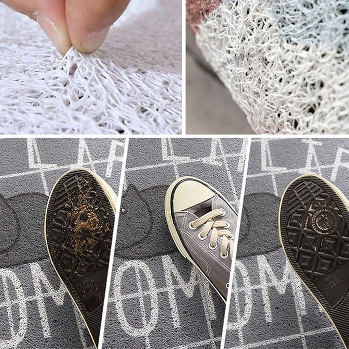 Welcome Door Mat Brown Orange Gradient Waves,Non-Slip Floor Doormat Outdoor Indoor Patio Rug Pad Ocean Spray,Heavy Duty Duraloop Mesh Dirt Mud Trapper for Entryway Kitchen