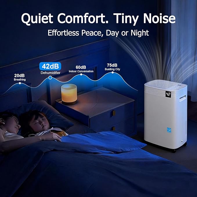 5,000 Sq.Ft 2026 Energy Star 80 Pint/Day Dehumidifier for Basement, Bedroom, Home, Bathroom, Smart Compressor Dehumidifier with Drain Hose, Intelligent Humidistat