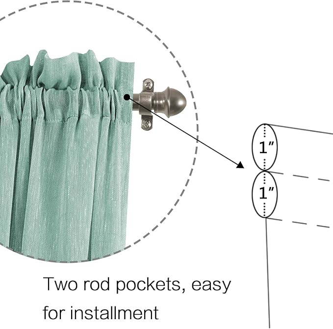 H.VERSAILTEX Linen French Door Curtain Panels 72 Inches Long, Sea Mist Flax Linen Window Draperies for Front Sliding Glass Door Tiebacks for Glass Door Patio Door Windows, Rod Pocket 1 Panel