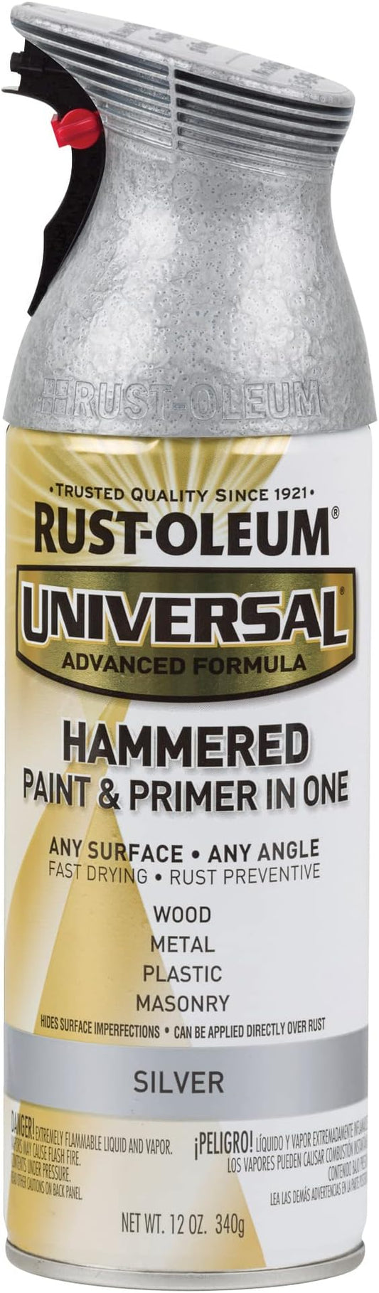 Rust-Oleum 245219 Universal All Surface Hammered Spray Paint, 12 oz, Silver