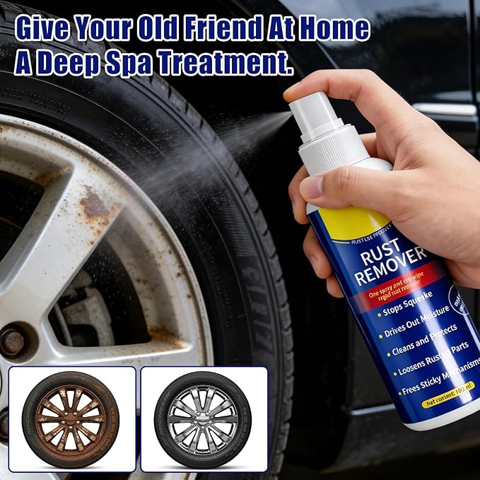 2Pcs Rust Remover Spray for Metal, 2026 Upgrade Anti-Rust Spray, Multi-Functional Quick-Acting Iron Powder Remover Spray, for Metal, Vehicles, Tools, Chains, Grills, Bolts & More