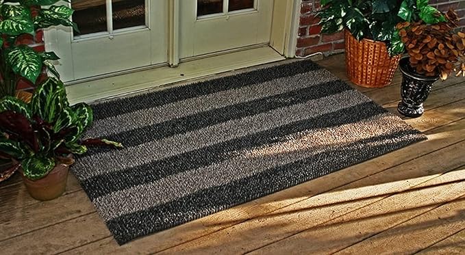 CLEAN MACHINE 10376916 Astroturf Dirt Trapper Doormat, 35.5" x 59.5", Patio Stripe Desert Taupe