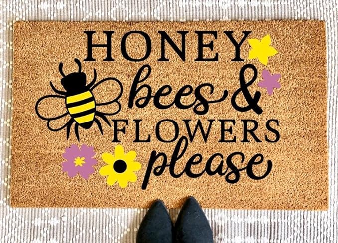 Fun Entrance Mat Spring Doormat | Spring Porch Decor | Flower Doormat | Flower Doormat | Spring Home Decor Indoor Outdoor Porch Home Decor 24x16in