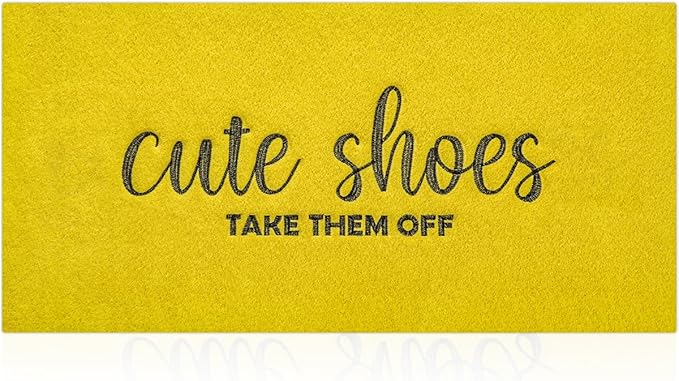 AOAOPQ Doormat Cute Shoes Take Them Off Heavy Duty Easy Clean Doormat Indoor Outdoor Mat for Doorway Kitchen Entry Home Entrance 47x18 inch Yellow
