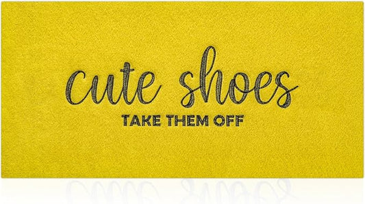AOAOPQ Doormat Cute Shoes Take Them Off Heavy Duty Easy Clean Doormat Indoor Outdoor Mat for Doorway Kitchen Entry Home Entrance 47x18 inch Yellow