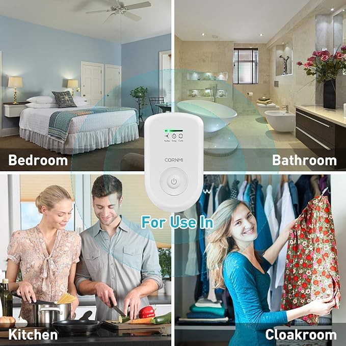 Air Purifiers Plug in Wall for Home, Small Odor Eliminator丨Ozone Negative Ion Dual Function丨Ionizer to Remove Smoke Pet Smell Portable Deodorizer Freshener Cleaner for Bedroom Bathroom Kitchen (White)