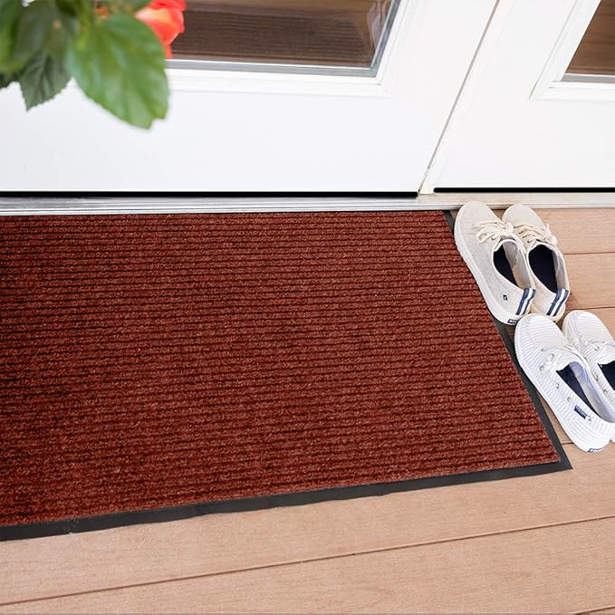 Notrax 109 Brush Step Carpeted Indoor/Outdoor Entrance Mat for Home or Office, 2' X 3', Absorbent Slip Resistant Heavy Duty Entry Mat, Red/Black, 109S0023RB