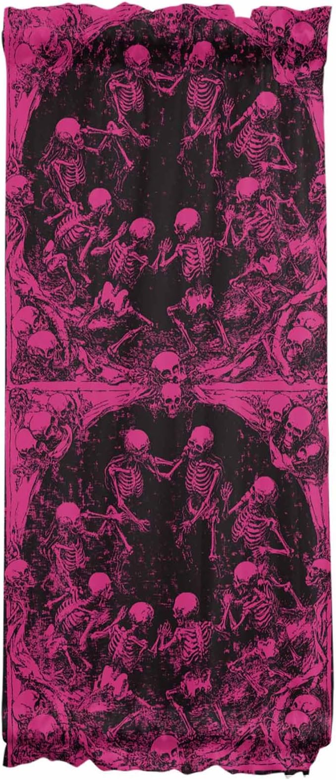French Door Curtain Panel for Front Door, Dark Pink Halloween Skulls Slidelight Door Curtains with Tieback Light Filtering Privacy Panels for Doorway Entryway 25"x 40"