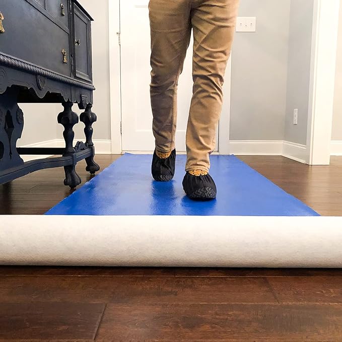 ShuBee® BeeArmor® Blue Temporary Surface Protection – Impact Resistant, Slip-Resistant Tacky Backing, Multi-Surface Floor Protector for Construction, Remodeling & Painting, 39” x 100’ (325 Sq Ft)