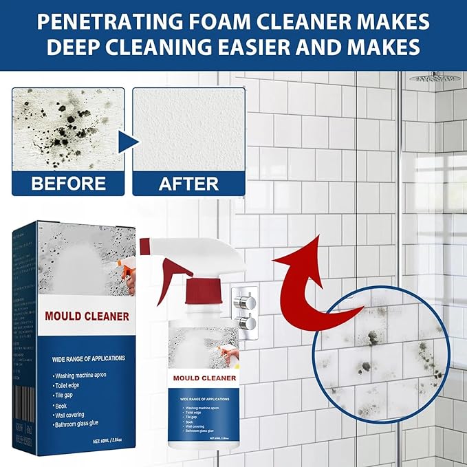 cuoct 2Pcs Mould Cleaner Spray, Powerful Multi-purpose Foam Cleaner, Mould Cleaner Foam Spray, Spray Cleaner For Household Kitchen, Bathroom, Wall