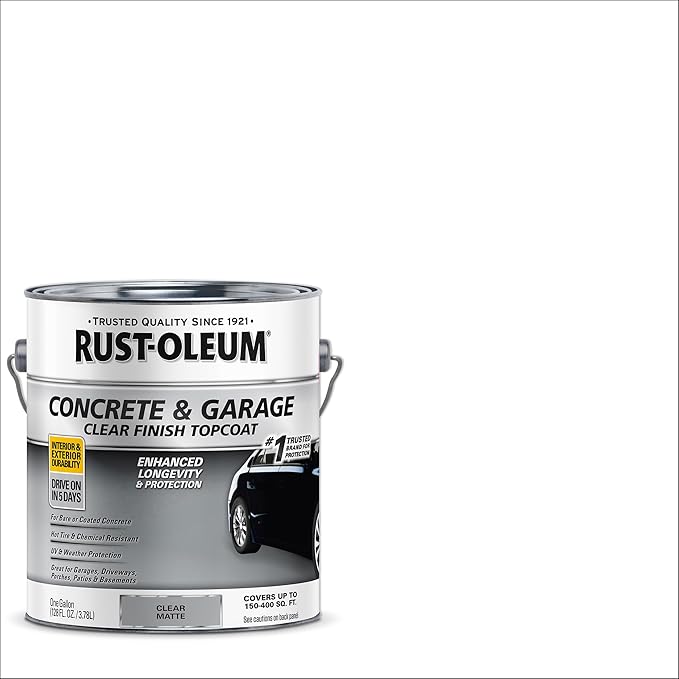 Rust-Oleum 380895 Concrete & Garage Clear Finish Topcoat, Gallon, Matte Clear