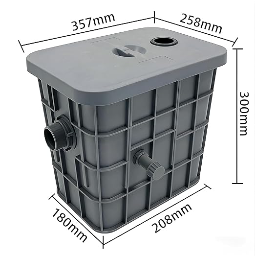 PP Plastic Grease Trap 15L, Lightweight & Corrosion Resistant Under Sink Oil Water Separator with 6-Stage Filtration & Left Outlet, Kitchen Wastewater Filter
