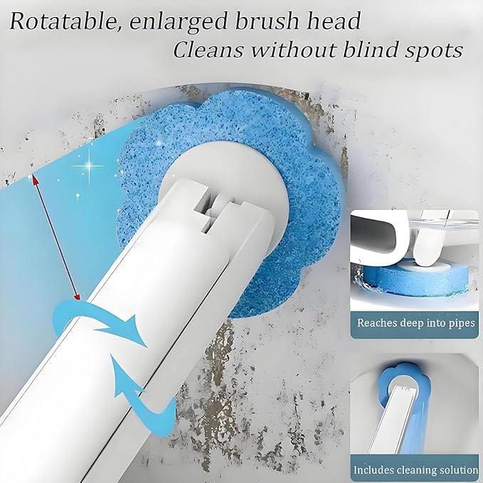 Disposable Toilet Brush with 24PCS Replaceable Heads, 2026 New Toilet Bowl Cleaning System, Deep Cleaning Bathroom Toilet Brush Holder (White)