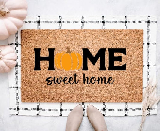 Home Sweet Home - Pumpkin Doormat | Fall Doormat | Thanksgiving Doormat | Halloween Doormat | Pumpkin Doormat | Fall Welcome Mat | Porch Decoration Home Decoration Fun Door Mat 24x16in