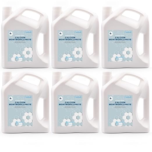 Wisesorb 54 LBS Desiccant Calcium Montmorillonite, Rechargeable Dessicant Dehumidifiers Desiccant Moisture Absorber, 6 Pack of 9 LBS