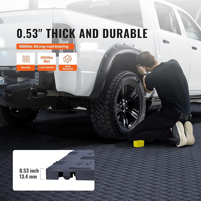 VEVOR Garage Floor Tiles 12 x 12 x 0.53 inch, Interlocking Design Ease of Installation Double-Sided Texture Non-Slip Sturdiness, for Garages, Basements, Repair Shops, Graphite Gray, 25 Pack