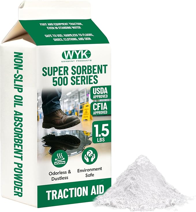 WYK 2 Quart Safety Sorbent 500 Series – Industrial Oil Absorbent Granules & Traction Agent for Spills, Leaks & Safety Maintenance – Fast-Acting Multi-Purpose Spill Absorber