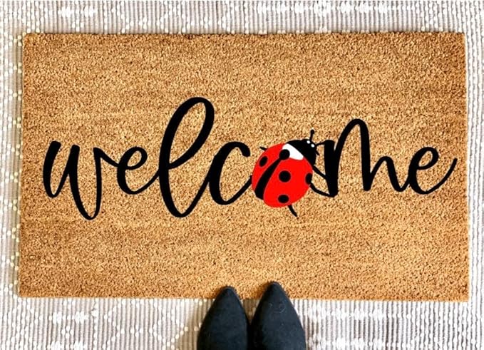 Home Decor Ladybug Welcome Doormat Summer Doormat Summer Porch Decor Cute Welcome Mat Lady Bug Decor Front Door Decor Spring Doormat Gift for Women Men 20x32 Inch