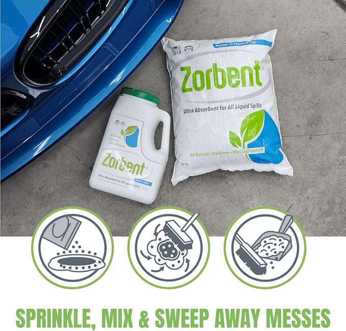 Liquid Spill Kit | 16X More Absorbent than Clay, Commercial-Grade Vomit, Urine, Oil, All Liquids Spill Powder, Reusable