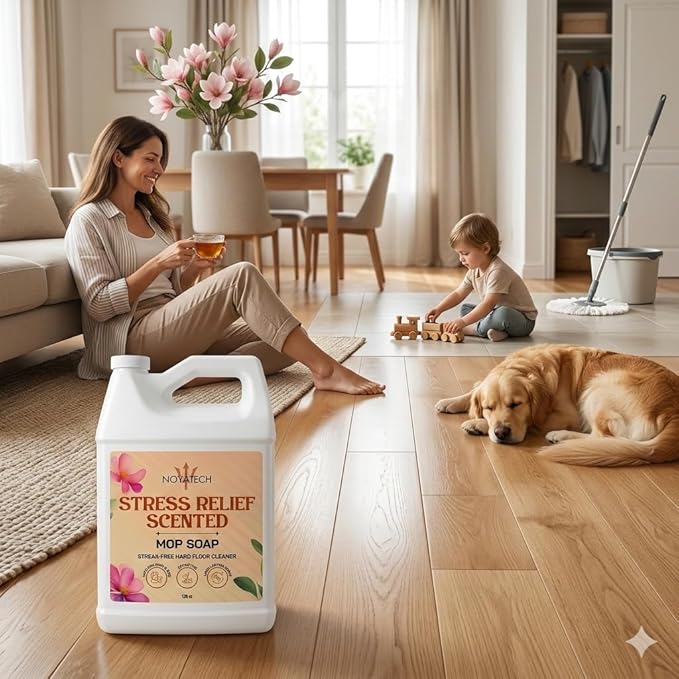 NOYATECH Scented Mop Soap – Stress Relief Aromatherapy Floor Cleaner Concentrate | Non-Toxic, Pet Safe, No Residue | Safe for Hardwood, Tile, Marble, Stone & Grout | All Mop Types | Made in USA