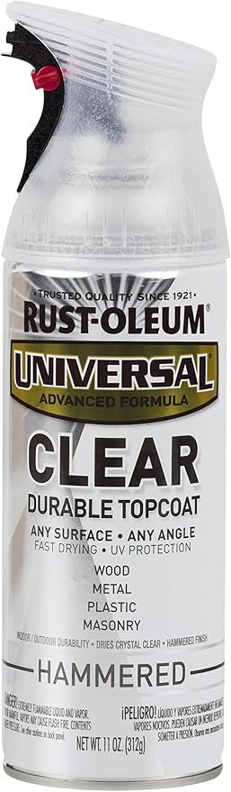 Rust-Oleum 302153 Universal All Surface Clear Topcoat Spray, 11 oz, Hammered Clear