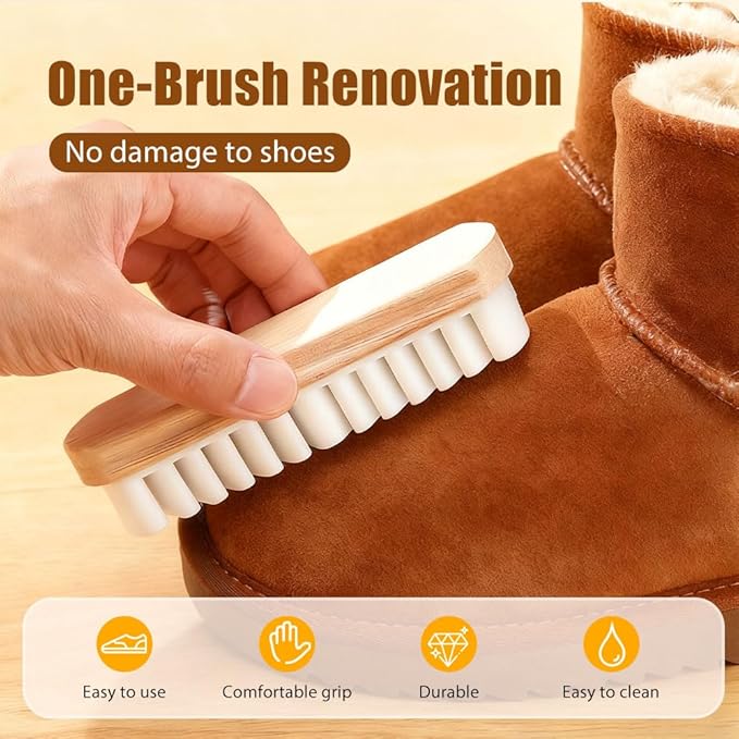 Suede Shoe Brush and Eraser, 2026 New Rubber Shoe Brush, Rubber Polish Eraser with Soft Bristle Brush for Suede Cleaner and Nubuck Brush (2)