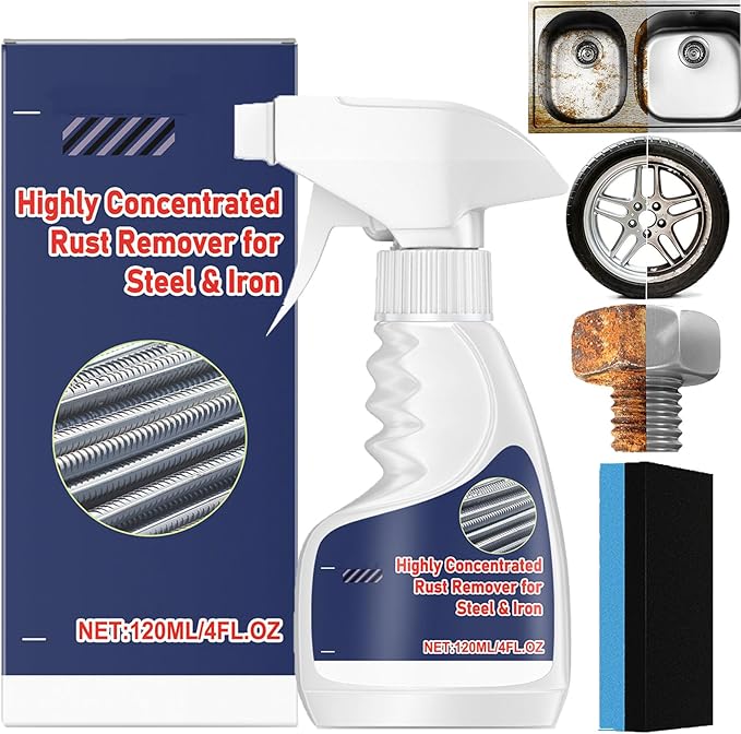 Rust Remover,Highly Concentrated Rust Remover for Steel & Iron,Highly Concentrated Steel Rusts Removers,Removedor De Oxido Altamente Concentrado (1PCS)