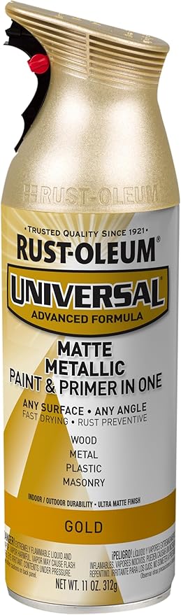 Rust-Oleum 387992- Universal All Surface Metallic Spray Paint, 11 oz, Matte Gold