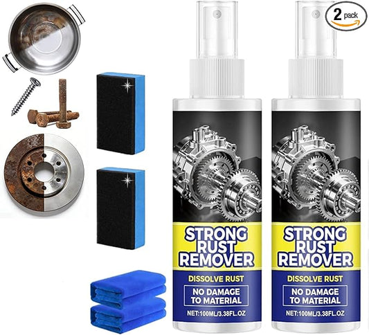 Rust Remover Spray for Metal, 2PCS Multipurpose Rust Stain Remover, 2026 New Upgrade Heavy Duty Metal Cleaner, Fast-Acting Iron Out Cleaner for Vehicles, Tools, Chains
