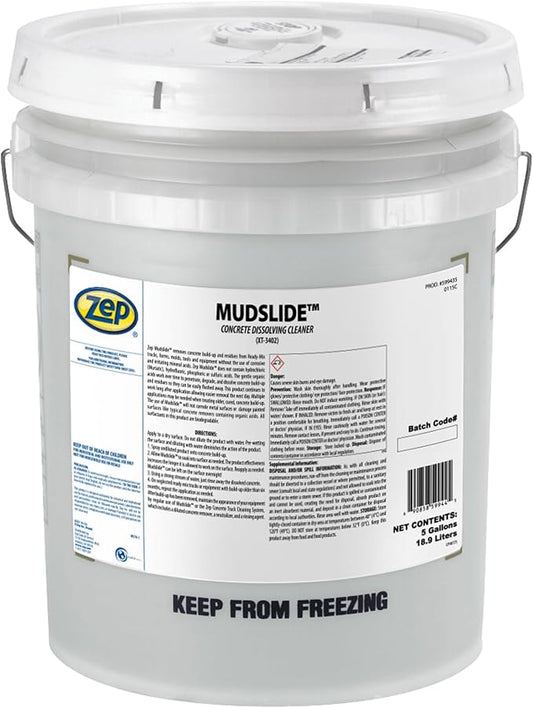 Zep Mudslide Concrete Dissolving Cleaner - 5 Gallon (Each) - 599435 - Remove Build-up and Residues without the use of Corrosive and Irritating Mineral Acids