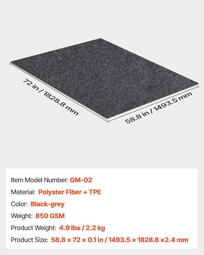 VEVOR Waterproof Garage Floor Mat for Under Car, 4.9'x6' Oil Spill Mat Containment Mat with Strong Grip, Protects Garage Floor from Water, Mud and Oil, for Garages Greenhouses Entrance