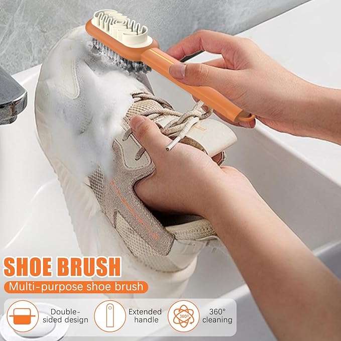 2 in 1 Scrub Suede Shoe Brush, Rubber Polish Eraser, Multifunctional Suedes Eraser Cleaner for Suede Cleaner and Nubuck Brush (Orange)