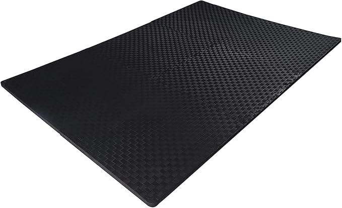 BalanceFrom Puzzle Exercise Mat 1/2' Thick, EVA Interlocking Foam Floor Tiles for Home Gym, Mat for Home Workout Equipment, Floor Padding for Kids, Black, 24 in x 24 in x 1/2 in, 48 Sq Ft - 12 Tiles