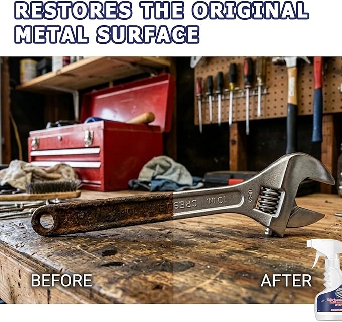 120ml Rust Remover for Metal, Heavy Duty Highly Concentrated Steel Rust Remover, Fast Acting Rust Stain Remover for Tools, Stainless Steel, Automotive Parts & Iron Surfaces (1 Set)